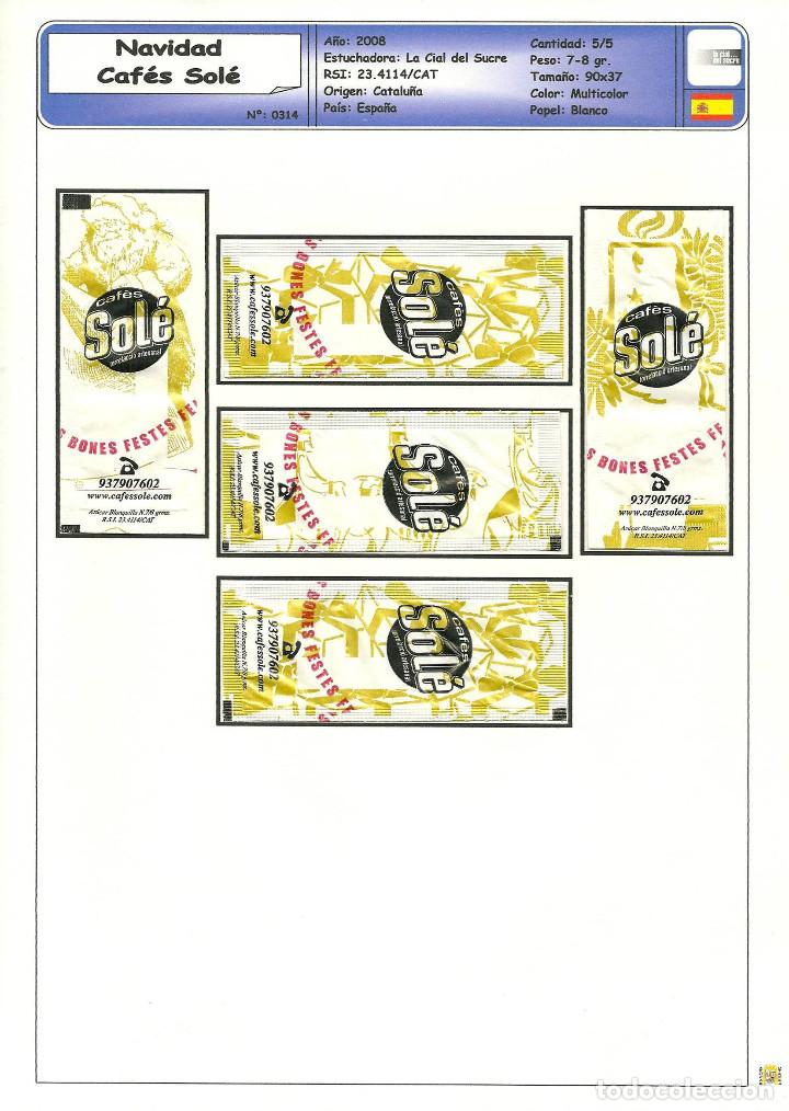 Sachets de sucre de collection: 0314 SERIE SOBRES DE AZ&Uacute;CAR: NAVIDAD. CAF&Eacute;S SOL&Eacute;. EST. : LA CIAL. DEL SUCRE 5/5