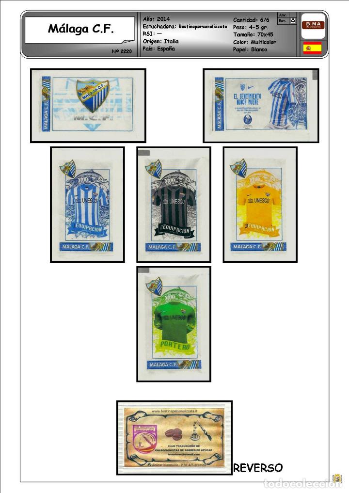 Pacotes de A&ccedil;&uacute;car de cole&ccedil;&atilde;o: 2220 SERIE SOBRES DE AZ&Uacute;CAR: MALAGA C.F.. EST. : BUSTINAPERSONALIZZATA 6/6