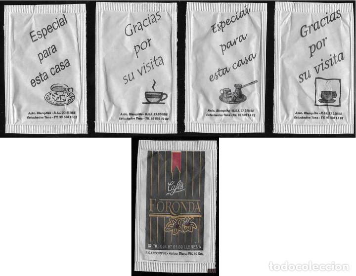 Collection sugar packets: 2707 SERIE SOBRES DE AZ&Uacute;CAR: CAF&Eacute;S FORONDA. EST. : ESTUCHADOS TENA 4/4