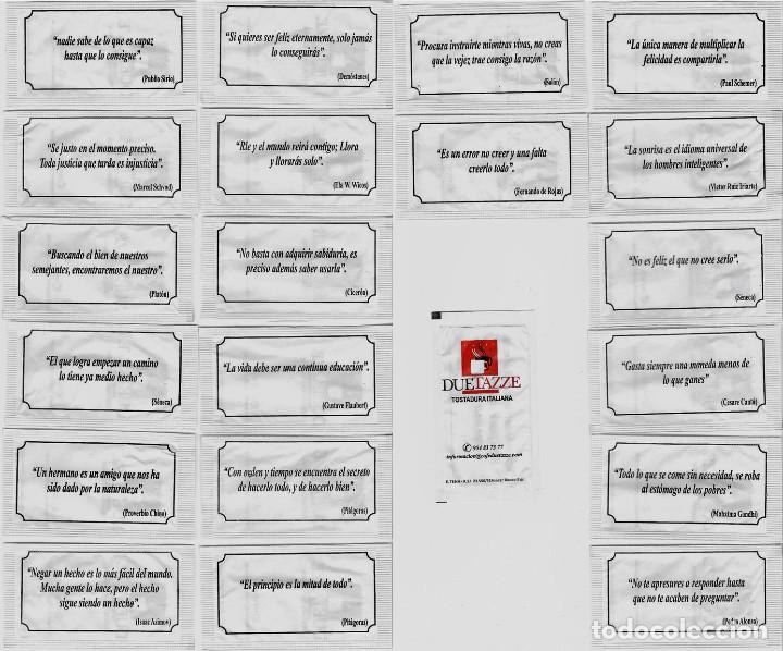 Sammlung von Zuckerbeuteln: 2701 SERIE SOBRES DE AZ&Uacute;CAR: FRASES CAF&Eacute; DUETAZZE. EST. : ESTUCHADOS TENA 20/20