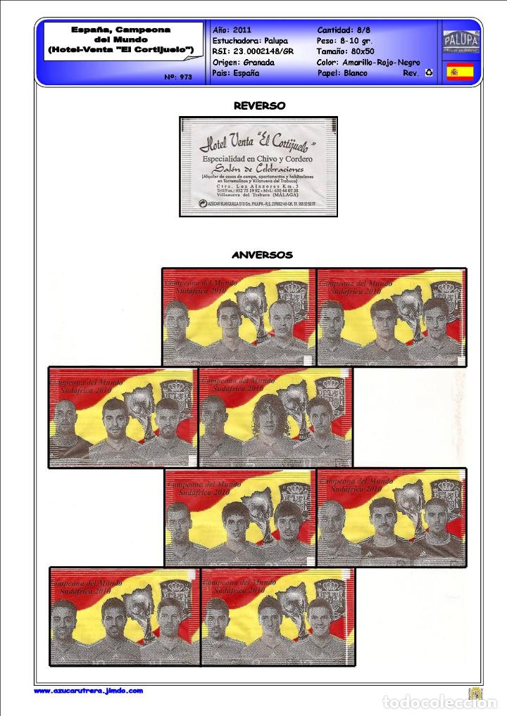 Sobres de az&uacute;car de colecci&oacute;n: 0973 SERIE SOBRES DE AZ&Uacute;CAR: ESPA&Ntilde;A CAMPEONA DEL MUNDO. EST. : PALUPA 8/8