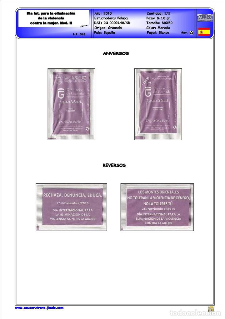 Sachets de sucre de collection: 0548 SERIE SOBRES DE AZ&Uacute;CAR: DIA INT ELIMINACION VIOLENCIA MUJER. MOD. 2. EST.: PALUPA. 2/2