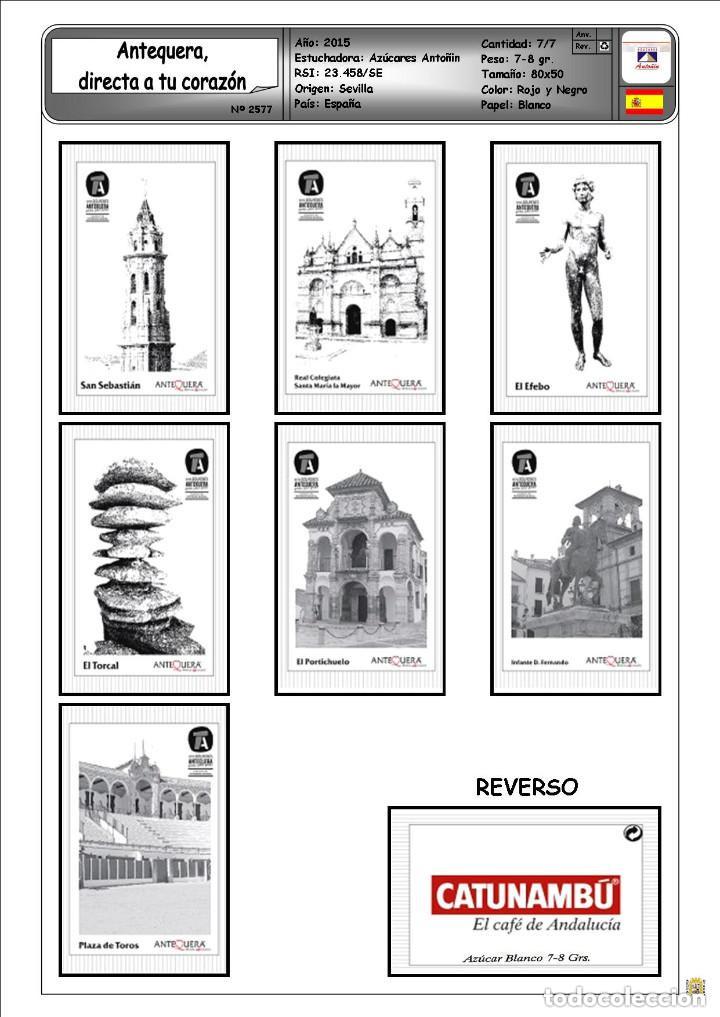 Sammlung von Zuckerbeuteln: 2577 SERIE SOBRES DE AZ&Uacute;CAR: ANTEQUERA DIRECTA A TU CORAZ&Oacute;N. EST. : A. ANTO&Ntilde;IN 7/7