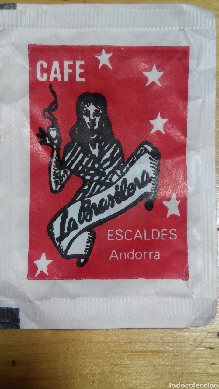 Sobres de az&uacute;car de colecci&oacute;n: Sobre de az&uacute;car de Caf&eacute;s La Brasilera, de Andorra - Foto 1