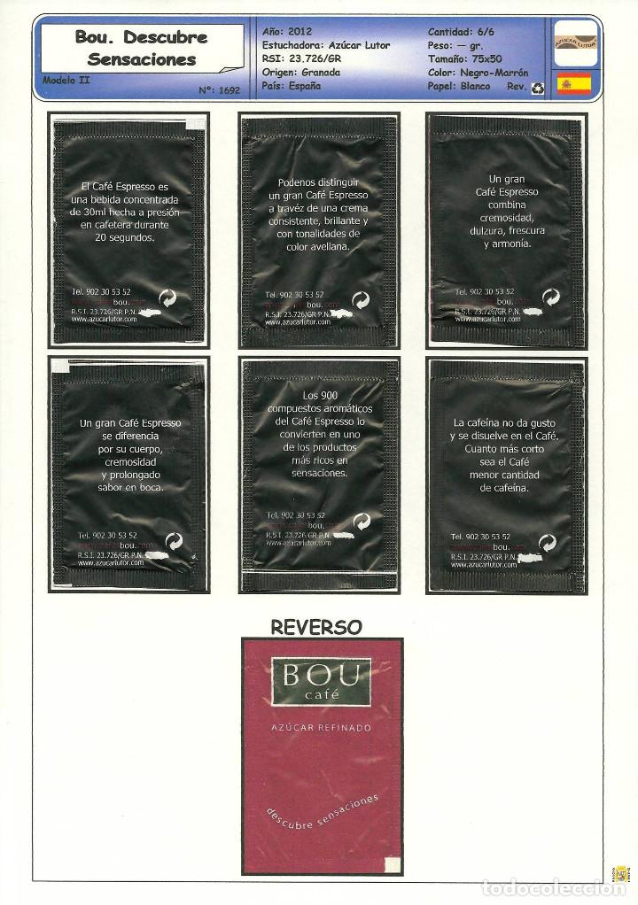 Sachets de sucre de collection: 1692 SERIE SOBRES DE AZ&Uacute;CAR: Bou. Descubre Sensaciones. ( Modelo II). EST. :Az&uacute;car Lutor 6/6
