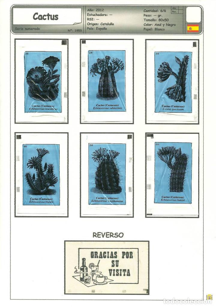 Sachets de sucre de collection: 1953 SERIE SOBRES DE AZ&Uacute;CAR: Cactus. EST. : A. Balcells 6/6