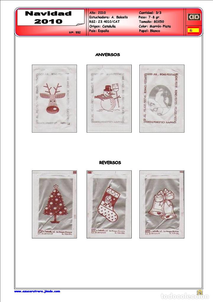 Sobres de az&uacute;car de colecci&oacute;n: 0552 SERIE SOBRES DE AZ&Uacute;CAR: Navidad 2010 Balcells. (Modelo Marr&oacute;n-Plata). EST. : A. Balcells 3/3