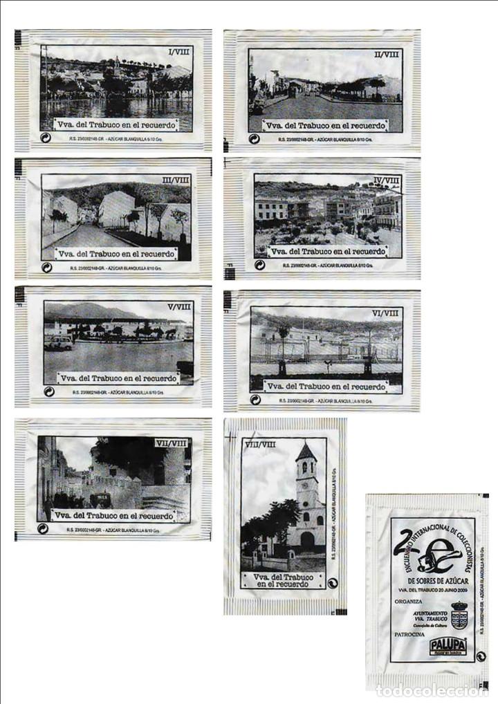 Collection sugar packets: 0112 SERIE SOBRES DE AZ&Uacute;CAR: Vva del Trabuco en el recuerdo. EST. : Palupa 8/8
