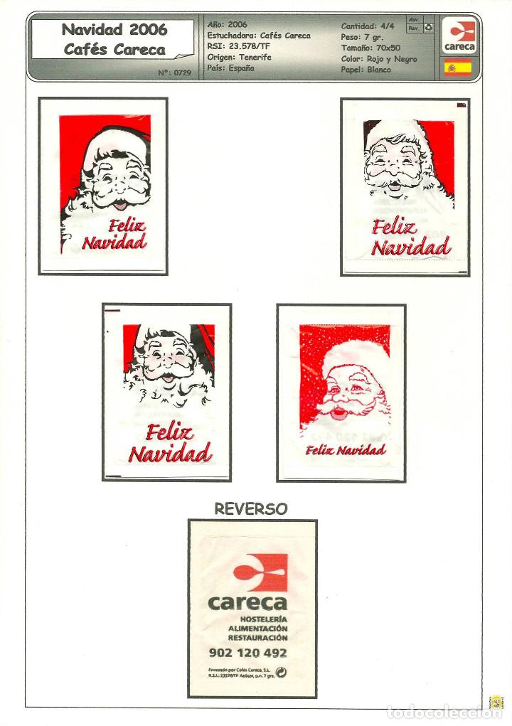 Sachets de sucre de collection: 0729 SERIE SOBRES DE AZ&Uacute;CAR: Navidad 2006. Careca. EST. : Caf&eacute;s Careca 4/4