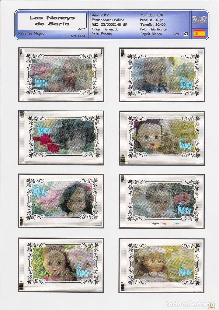 Sobres de az&uacute;car de colecci&oacute;n: 1423 SERIE SOBRES DE AZ&Uacute;CAR: Las Nancys de Saria. (Reverso Negro). EST. : PALUPA 8/8