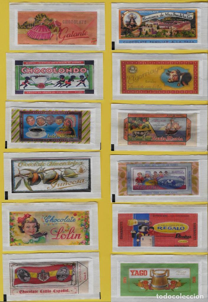 Sachets de sucre de collection: 2685 SERIE SOBRES DE AZ&Uacute;CAR: Chocolates de anta&ntilde;o. EST. : Bustinapersonalizzata 12/12