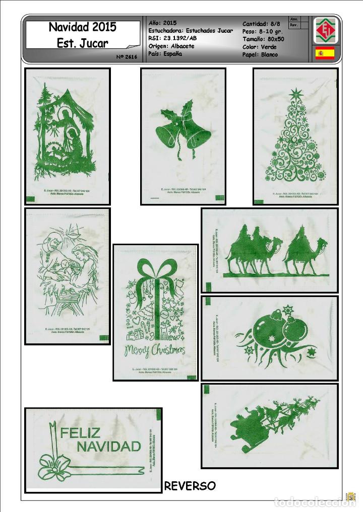 Sammlung von Zuckerbeuteln: 2616 SERIE SOBRES DE AZ&Uacute;CAR: NAVIDAD 2015. EST. JUCAR. (MODELO VERDE). EST. : ESTUCHADOS JUCAR 8/8