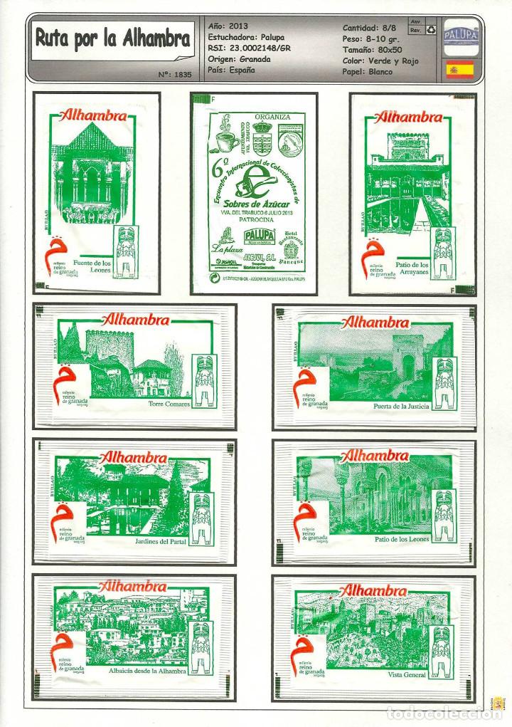 Sachets de sucre de collection: 1835 SERIE SOBRES DE AZ&Uacute;CAR: RUTA POR LA ALHAMBRA. EST. : PALUPA 8/8