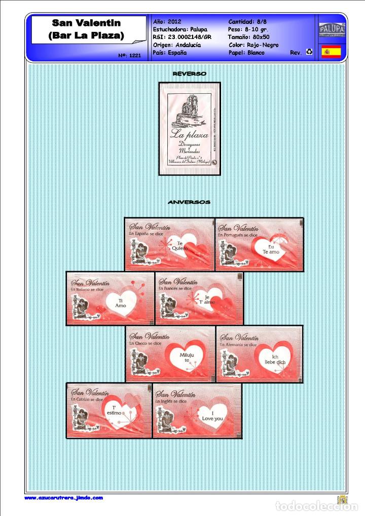 Sachets de sucre de collection: 1221 SERIE SOBRES DE AZ&Uacute;CAR: SAN VALENTIN. (MODELO ROJO). EST. : PALUPA 8/8