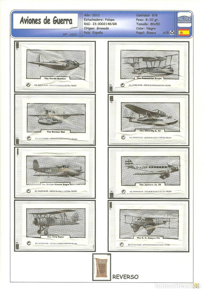 Sammlung von Zuckerbeuteln: 1610 SERIE SOBRES DE AZ&Uacute;CAR: AVIONES DE GUERRA. (MODELO NEGRO). EST. : PALUPA 8/8