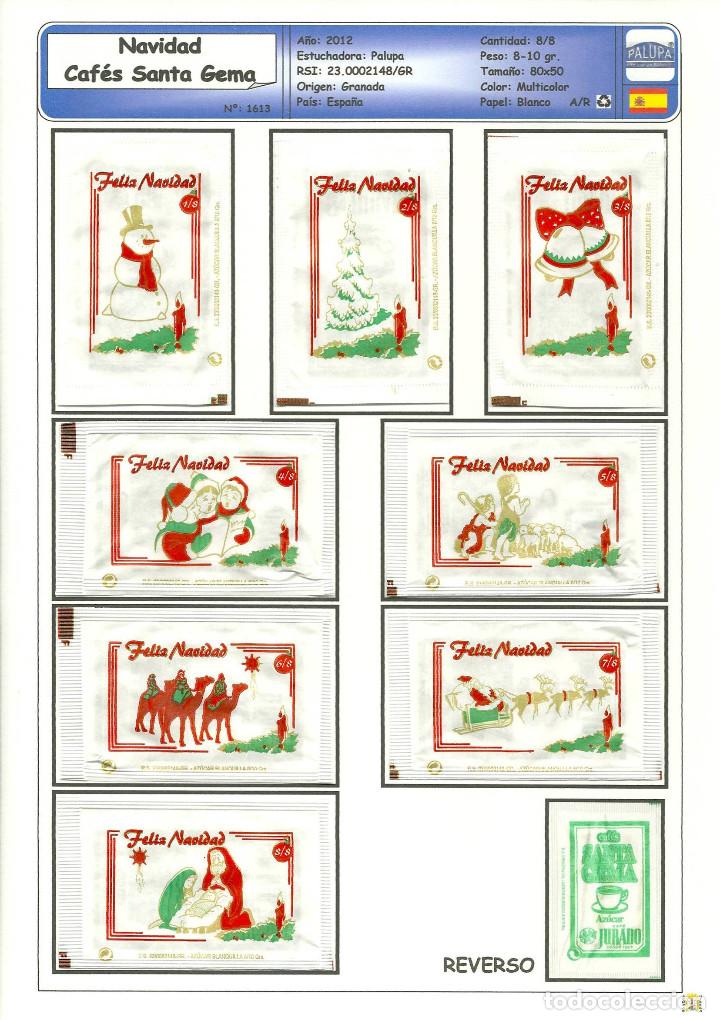Sachets de sucre de collection: 1613 SERIE SOBRES DE AZ&Uacute;CAR: NAVIDAD CAF&Eacute;S SANTA GEMA. EST. : PALUPA 8/8