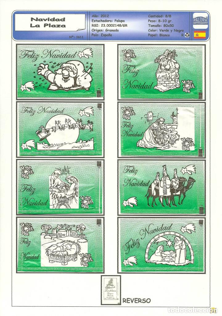 Sachets de sucre de collection: 1611 SERIE SOBRES DE AZ&Uacute;CAR: NAVIDAD. (MODELO VERDE). EST. : PALUPA 8/8