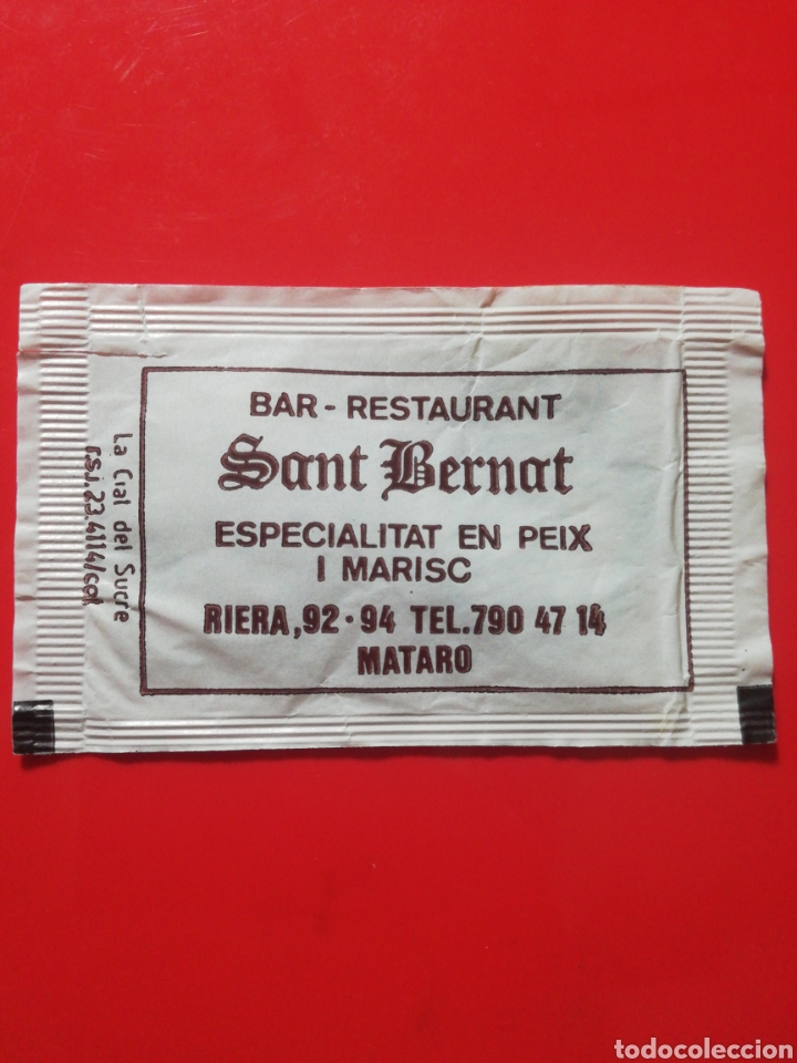 Collection sugar packets: SOBRE AZ&Uacute;CAR BAR RESTAURANTE SANT BERNAT. CAF&Eacute; SOL&Eacute;