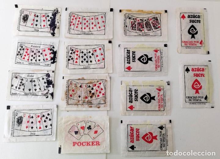 Sobres de az&uacute;car de colecci&oacute;n: 14 Sobres de azucar. Cartas de poker. - Foto 2