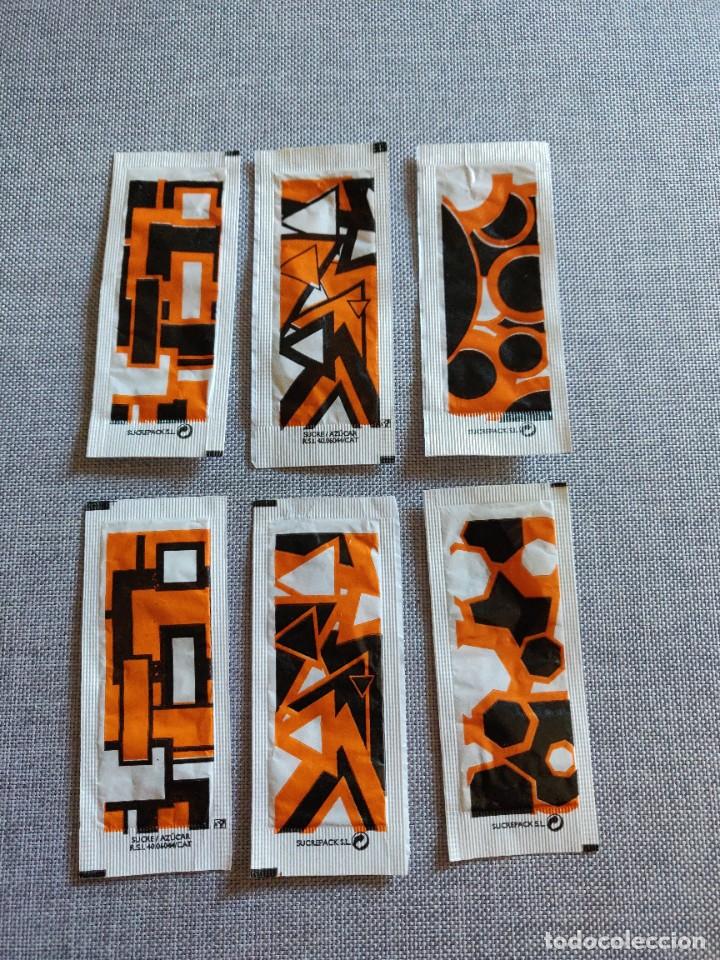 Sobres de az&uacute;car de colecci&oacute;n: 6 Sobres de azucar. Dibujos geometricos. - Foto 1