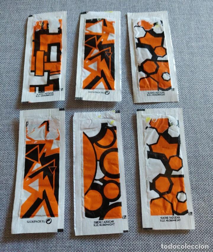Sobres de az&uacute;car de colecci&oacute;n: 6 Sobres de azucar. Dibujos geometricos. - Foto 2