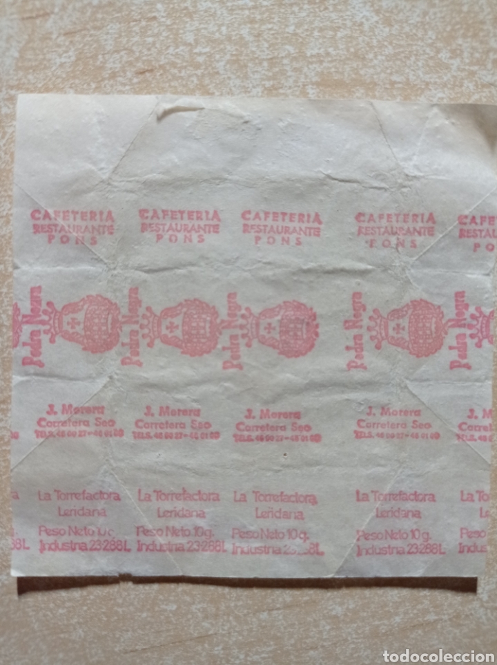 Sachets de sucre de collection: Antiguo envoltorio de terr&oacute;n de az&uacute;car.
