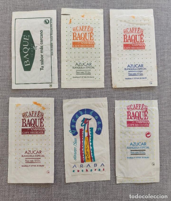 Sobres de az&uacute;car de colecci&oacute;n: 6 Sobres de azucar.Cafes Baque. Euskadi. - Foto 3
