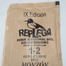 Sobres de azúcar de colección: SOBRE AZUCAR FERIA COLECCIONISMO REPLEGA 2012 MONZON HUESCA.SERIE ARAG. ILUSTRES Nº 6 RAMON J SENDER. Lote 326227263