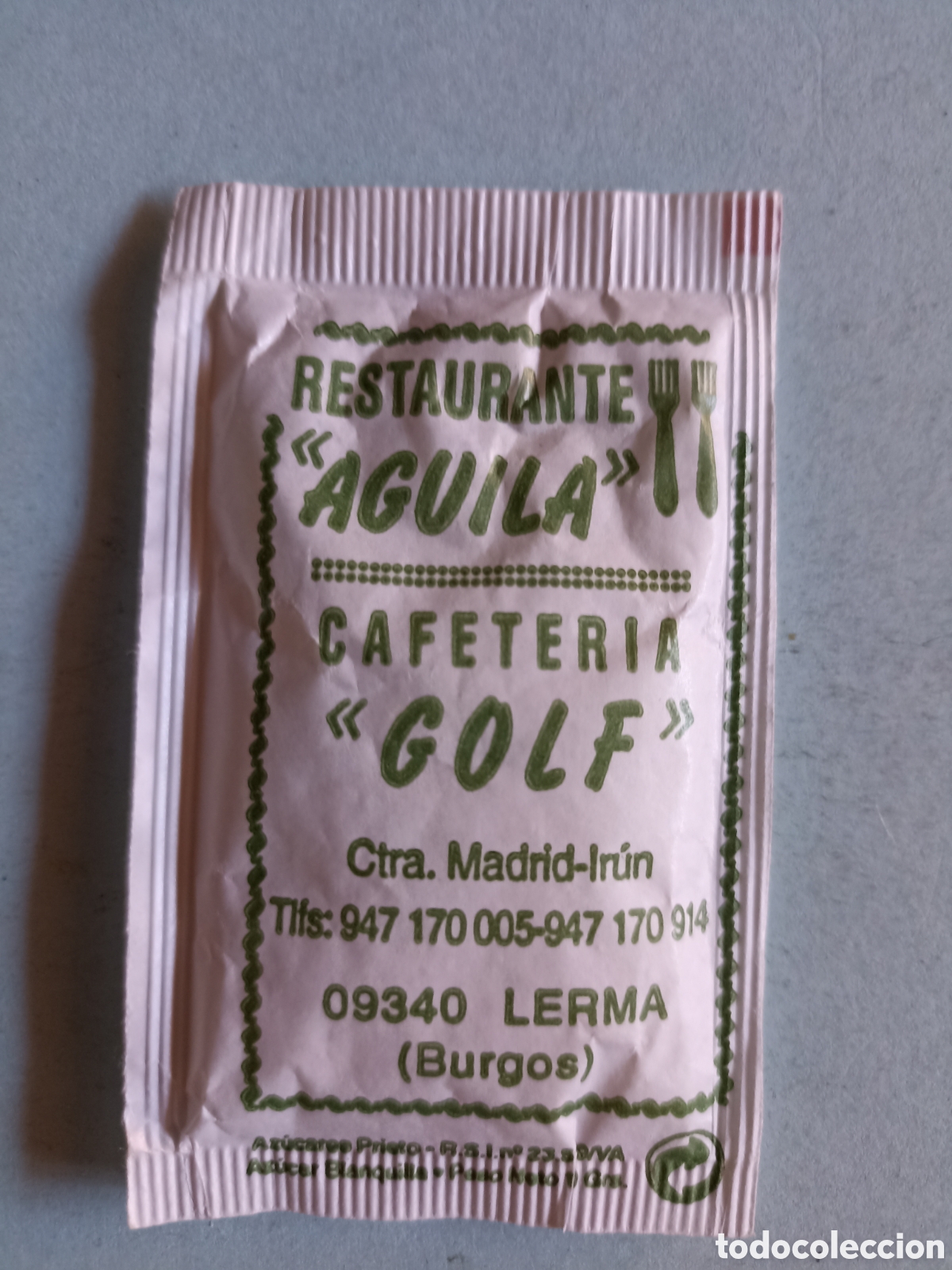 1 azucarillo lleno - restaurante águila cafeter - Buy Antique and  collectible sugar packets on todocoleccion