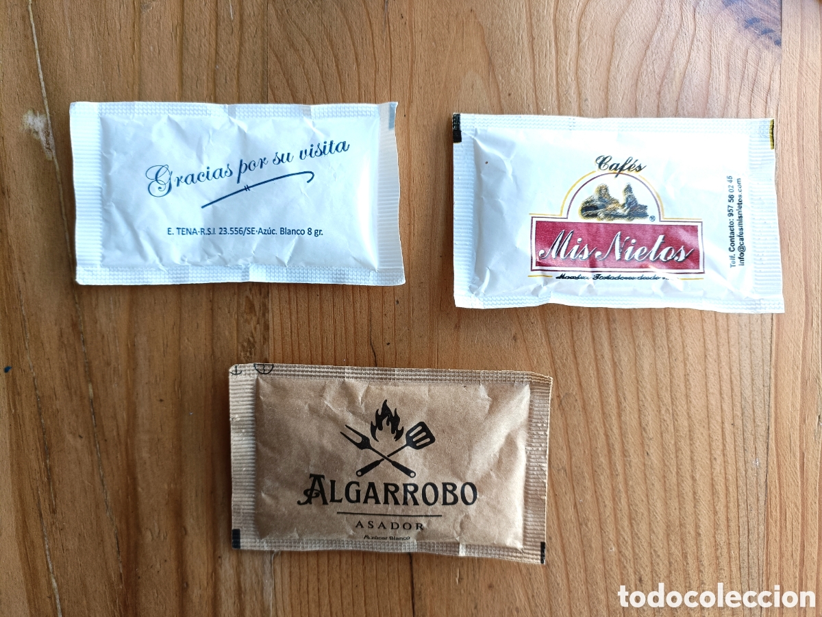 Sobres de az&uacute;car de colecci&oacute;n: Lote de 3 sobres llenos de az&uacute;car - Foto 2