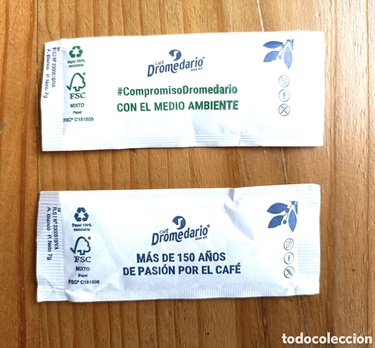 Sobres de az&uacute;car de colecci&oacute;n: Lote 2 sobres de az&uacute;car llenos Caf&eacute; Dromedario - Foto 2