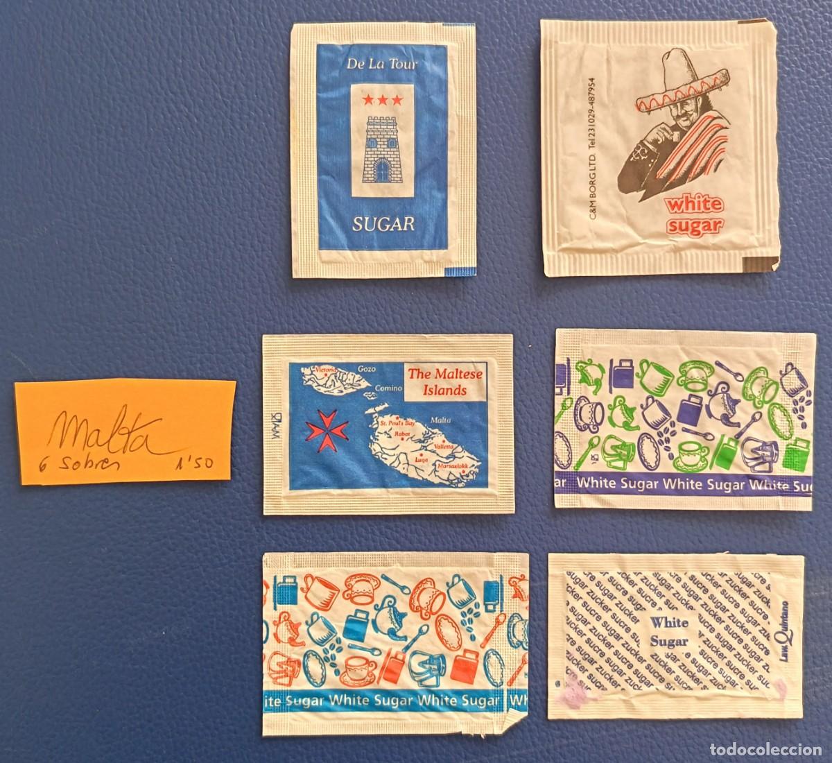 Sobres de az&uacute;car de colecci&oacute;n: 6 Sobres de azucar. Malta. - Foto 1