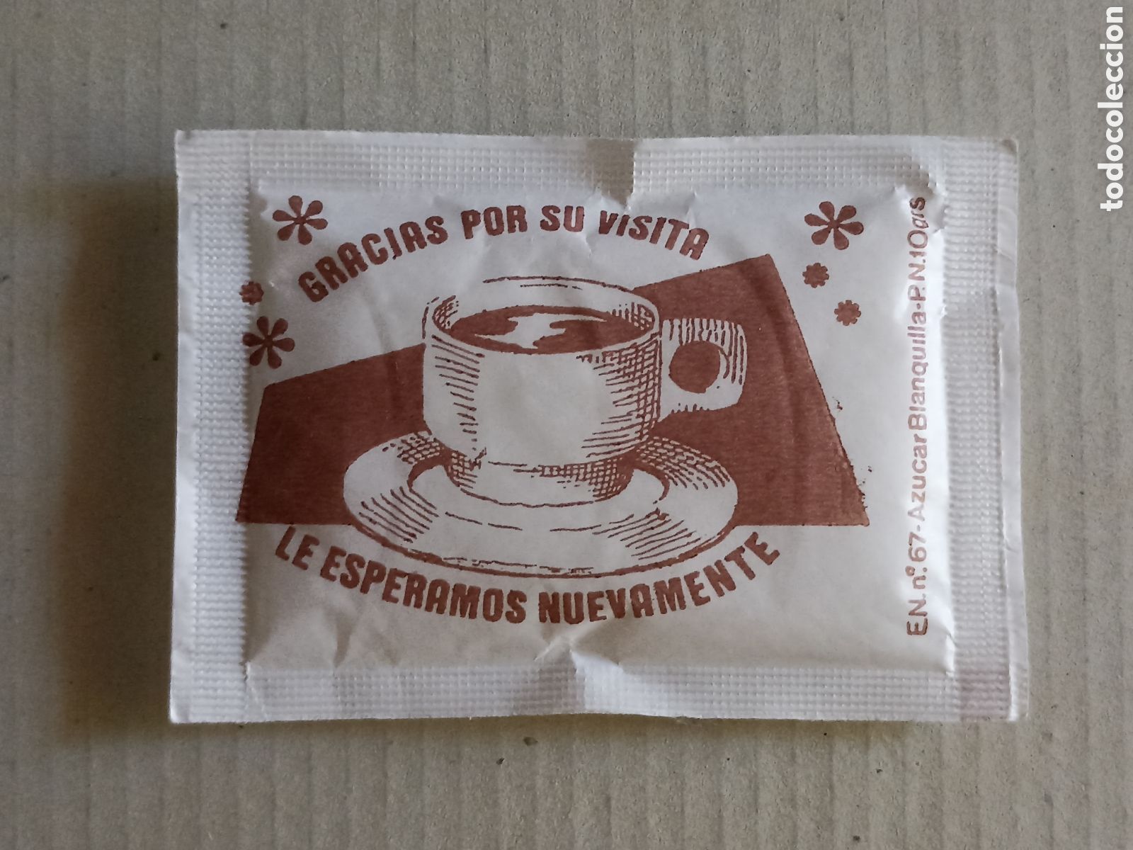 Sobres de az&uacute;car de colecci&oacute;n: 1 Azucarillo lleno - Gracias por su visita Le esperamos nuevamente - Pedido m&iacute;nimo 3 &euro;