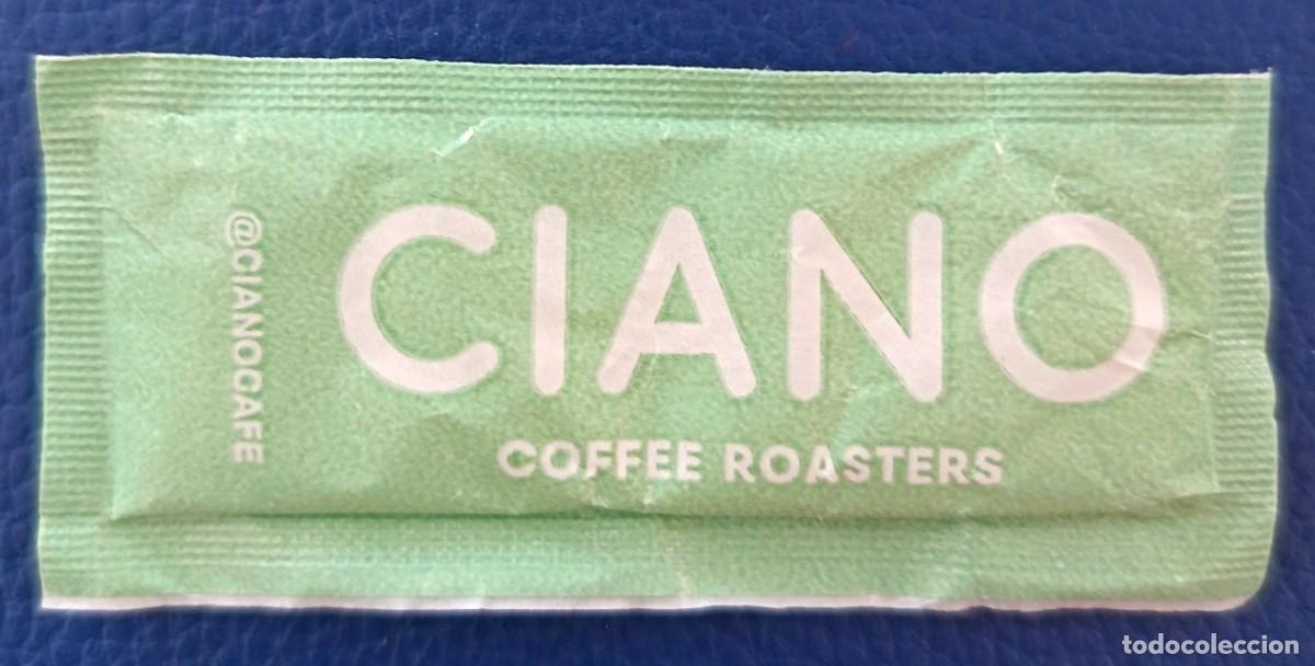 Sobres de az&uacute;car de colecci&oacute;n: Sobre de Azucar. Lleno. Ciano.