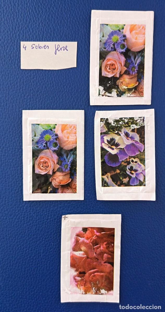 Sobres de az&uacute;car de colecci&oacute;n: 4 Sobres de Azucar. Flores. Cardano Al Campo.