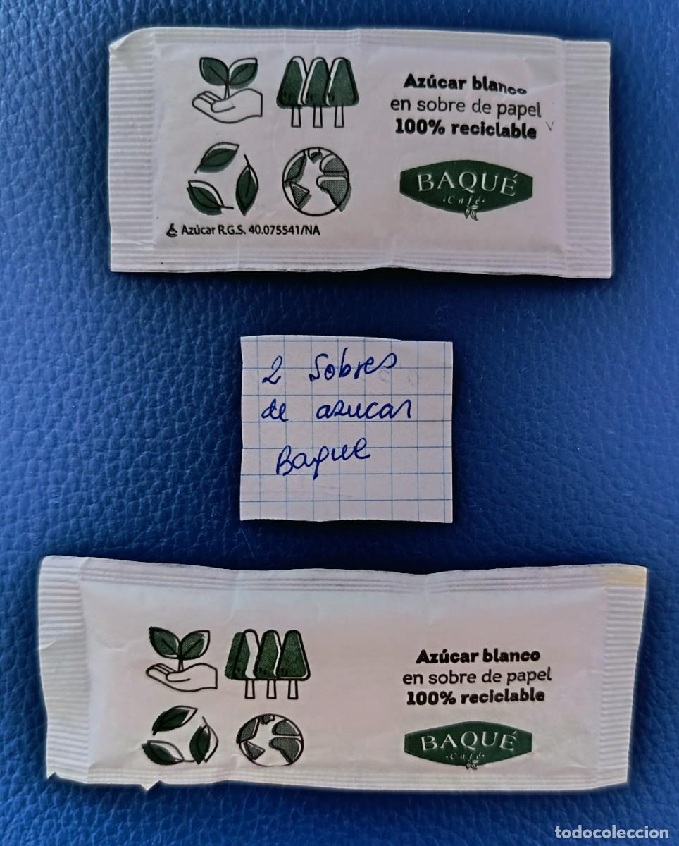 Sobres de az&uacute;car de colecci&oacute;n: 2 Sobres de Azucar. Llenos. Baque. En papel reciclable al 100%.