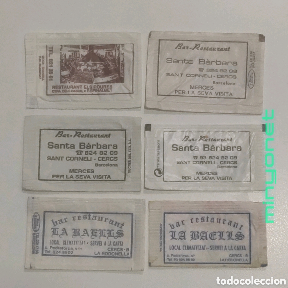 Sobres de az&uacute;car de colecci&oacute;n: 6 sobres az&uacute;car Espinalbet y Cercs (Bergued&agrave;) Barcelona