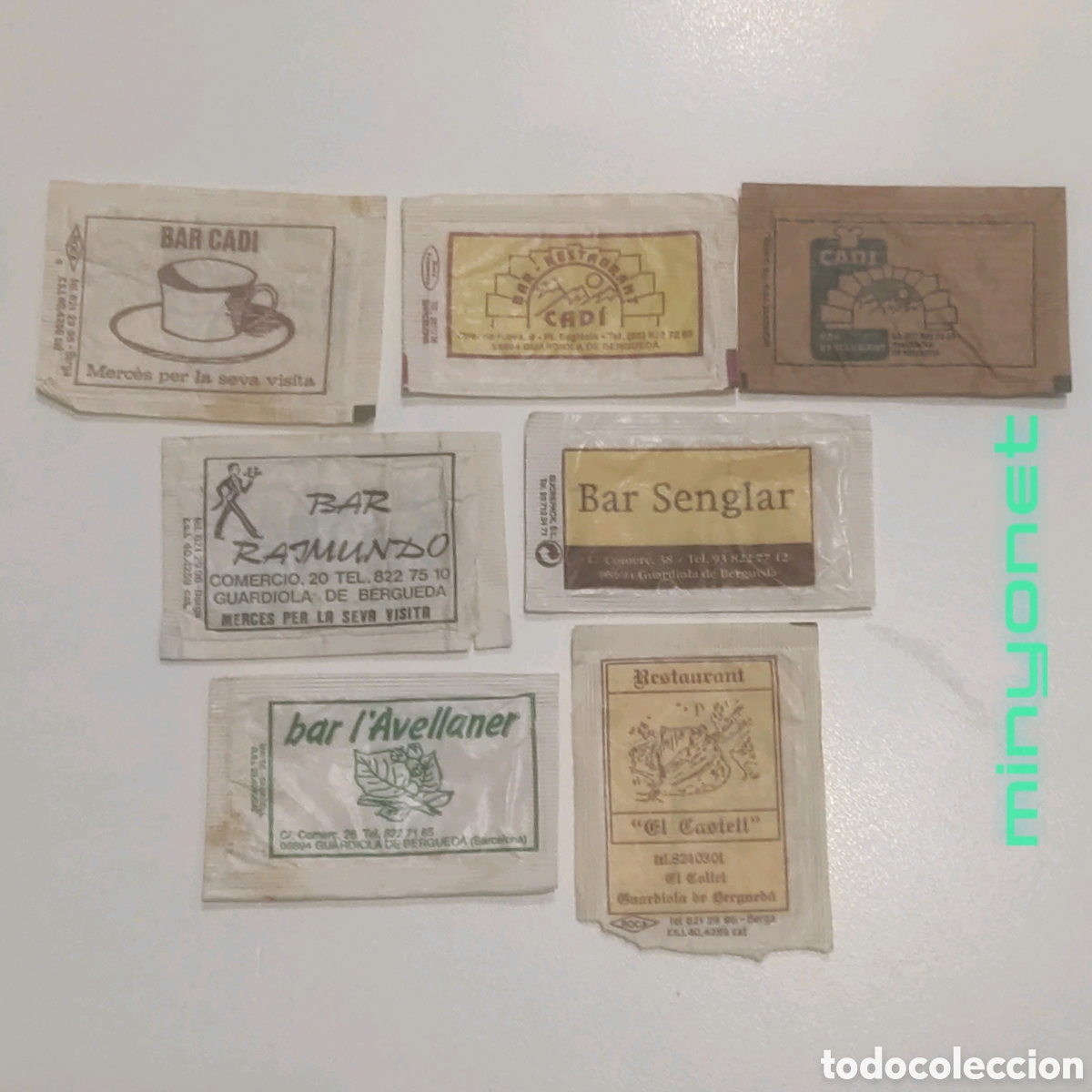 Sobres de az&uacute;car de colecci&oacute;n: 7 sobres az&uacute;car de Guardiola de Bergued&agrave; (Bergued&agrave;) Barcelona