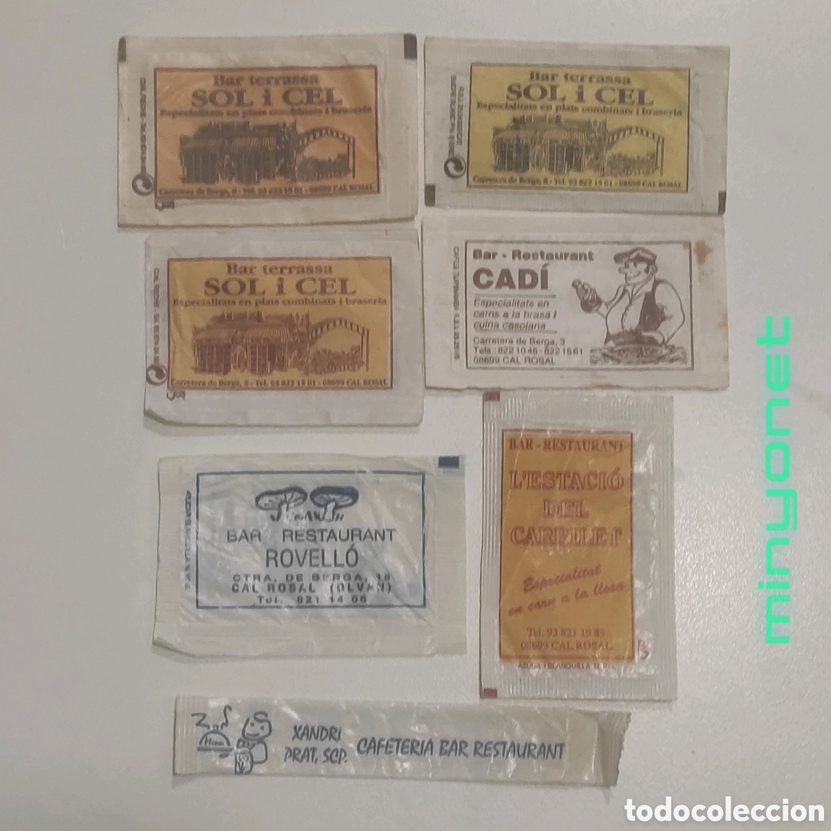 Sobres de az&uacute;car de colecci&oacute;n: 7 sobres az&uacute;car de Cal Rosal - Olvan (Bergued&agrave;) Barcelona