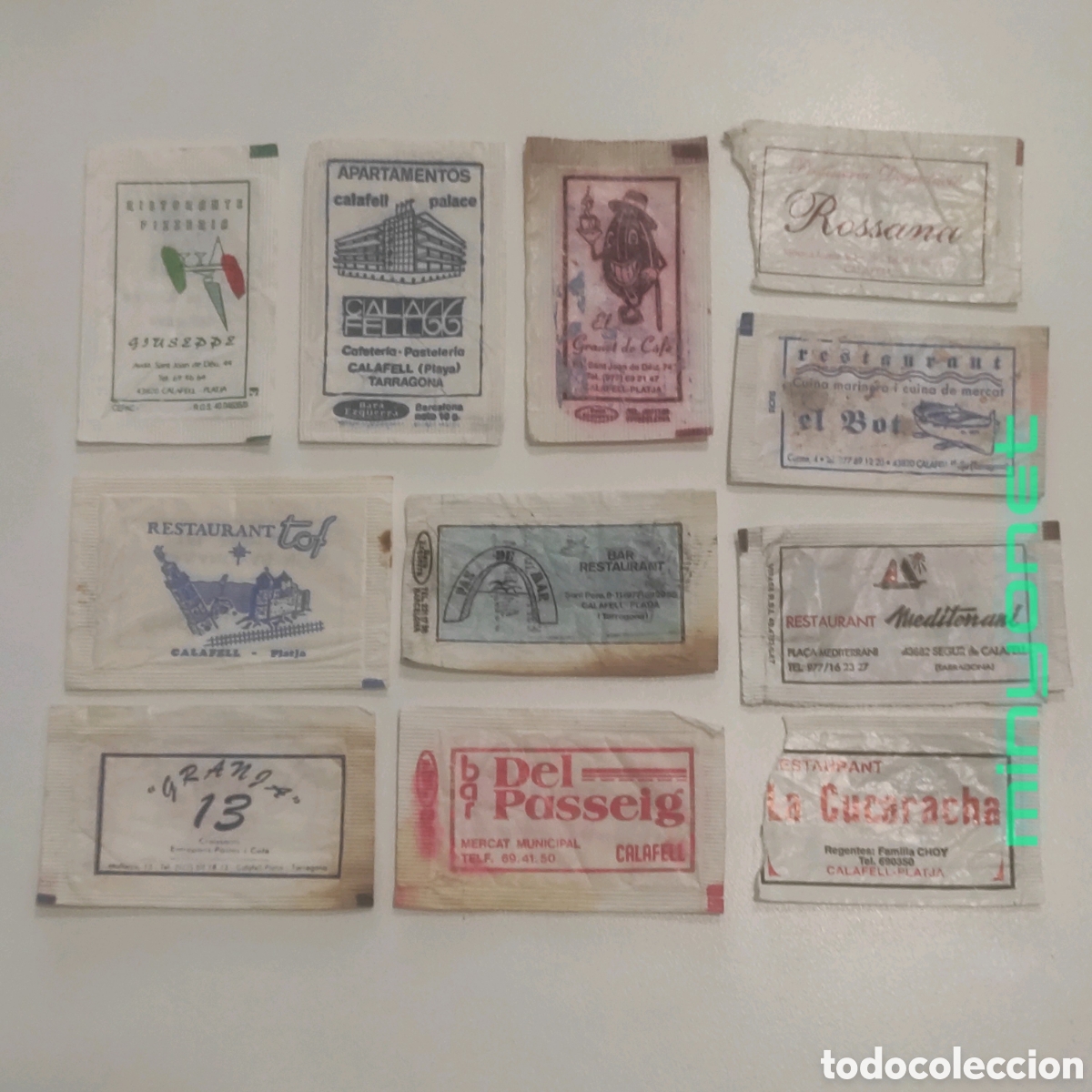 Sobres de az&uacute;car de colecci&oacute;n: 11 sobres de az&uacute;car de Calafell (Baix Pened&egrave;s) Tarragona