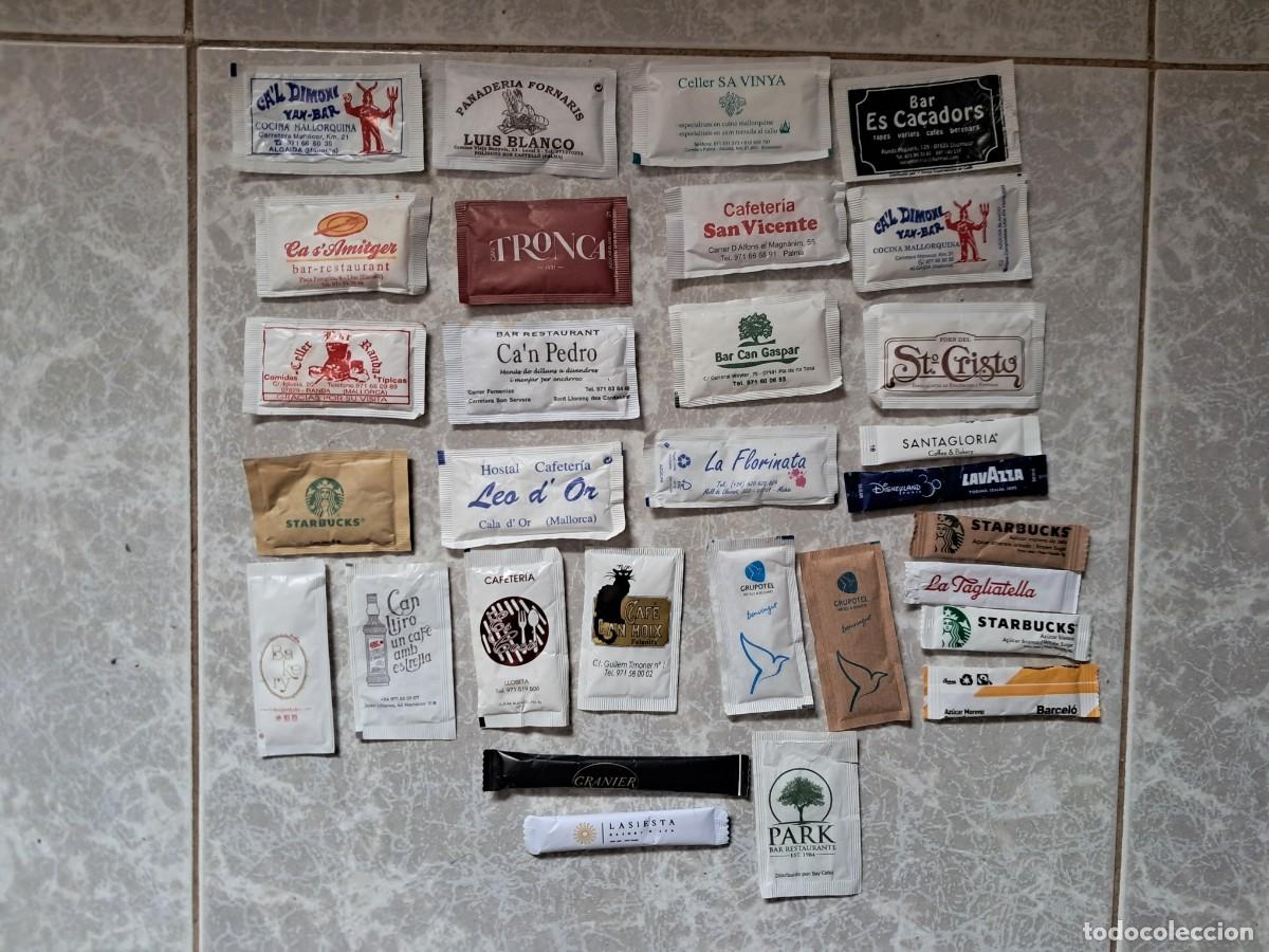 Sobres de az&uacute;car de colecci&oacute;n: lote de 30 sobres de az&uacute;car vac&iacute;os publicitarios, bares, hoteles, restaurantes ...