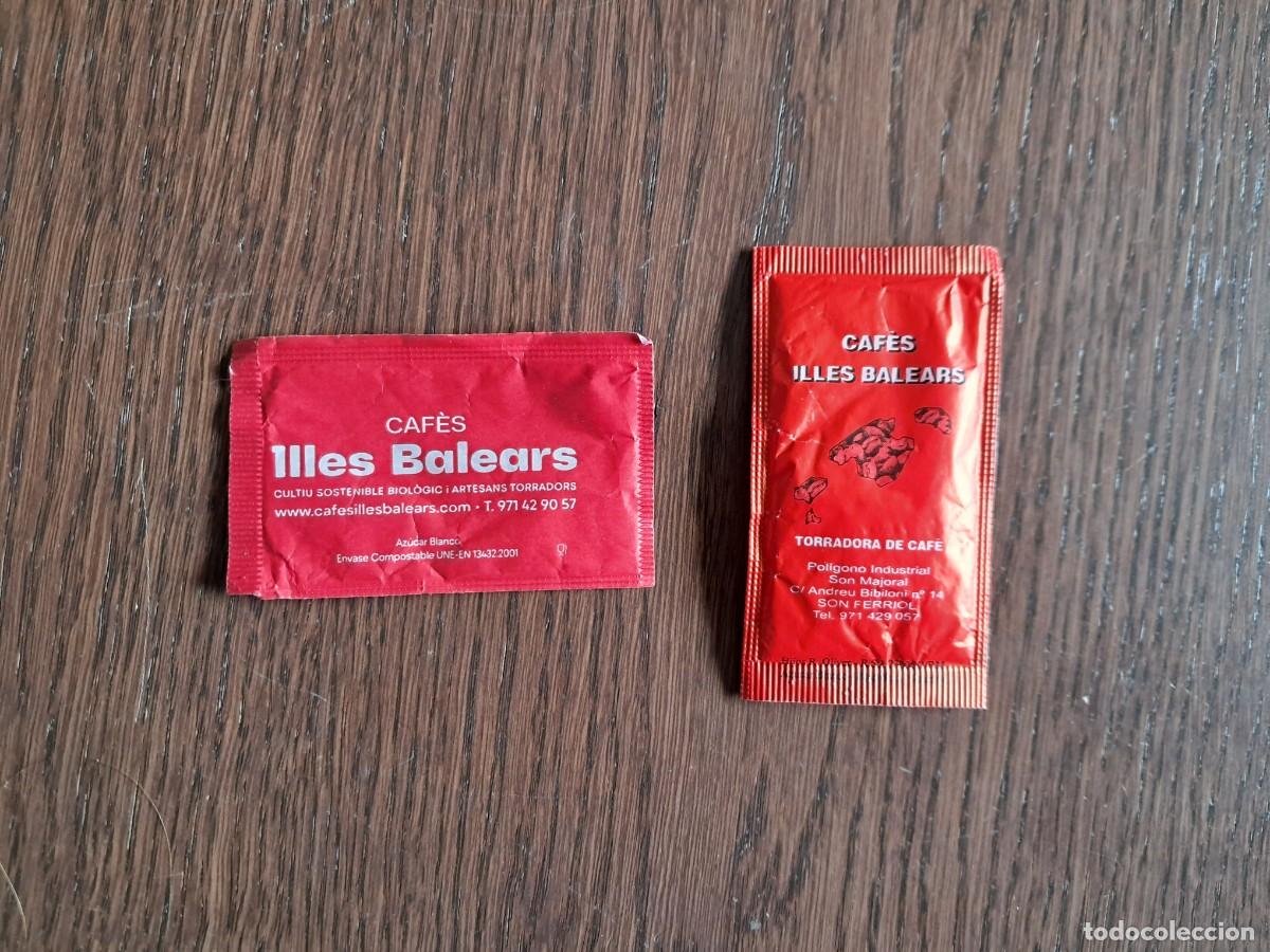 Sobres de az&uacute;car de colecci&oacute;n: lote de 2 sobres de caf&eacute; vac&iacute;os de caf&eacute;s Illes Balears.