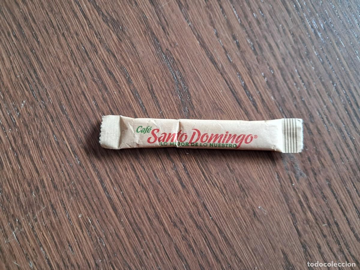 Sobres de az&uacute;car de colecci&oacute;n: sobre de az&uacute;car vac&iacute;o, caf&eacute; Santo Domingo, lo mejor de lo nuestro. Santo Domingo.