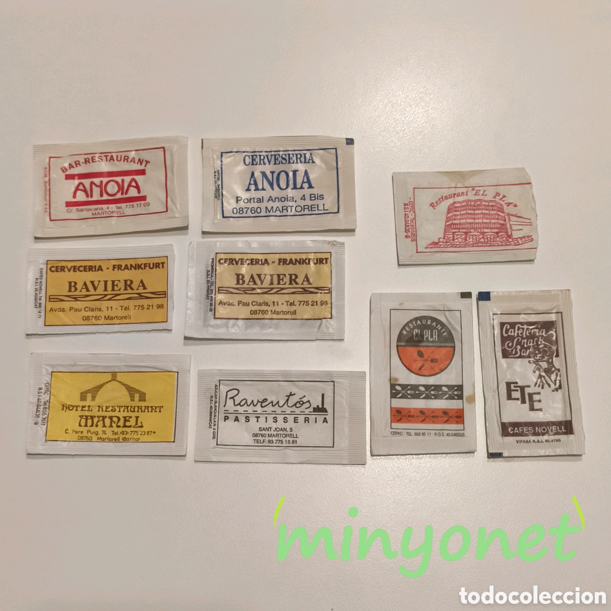 Sobres de az&uacute;car de colecci&oacute;n: 9 sobres az&uacute;car de Martorell (Baix Llobregat) Barcelona