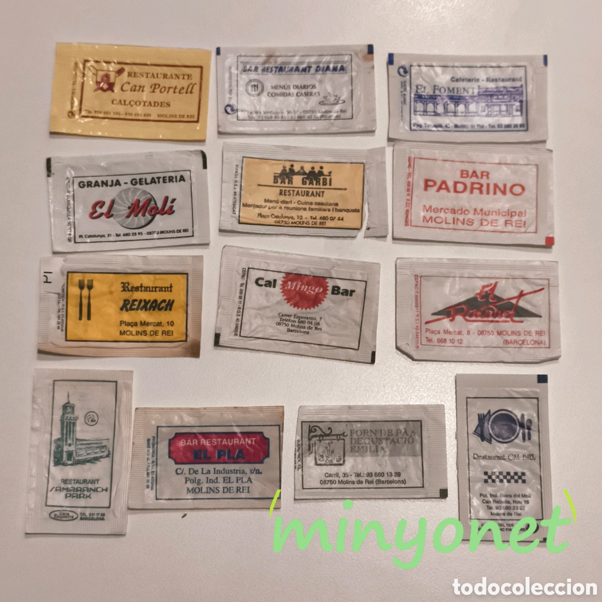 Sobres de az&uacute;car de colecci&oacute;n: 13 sobres az&uacute;car Molins de Rei (Baix Llobregat) Barcelona