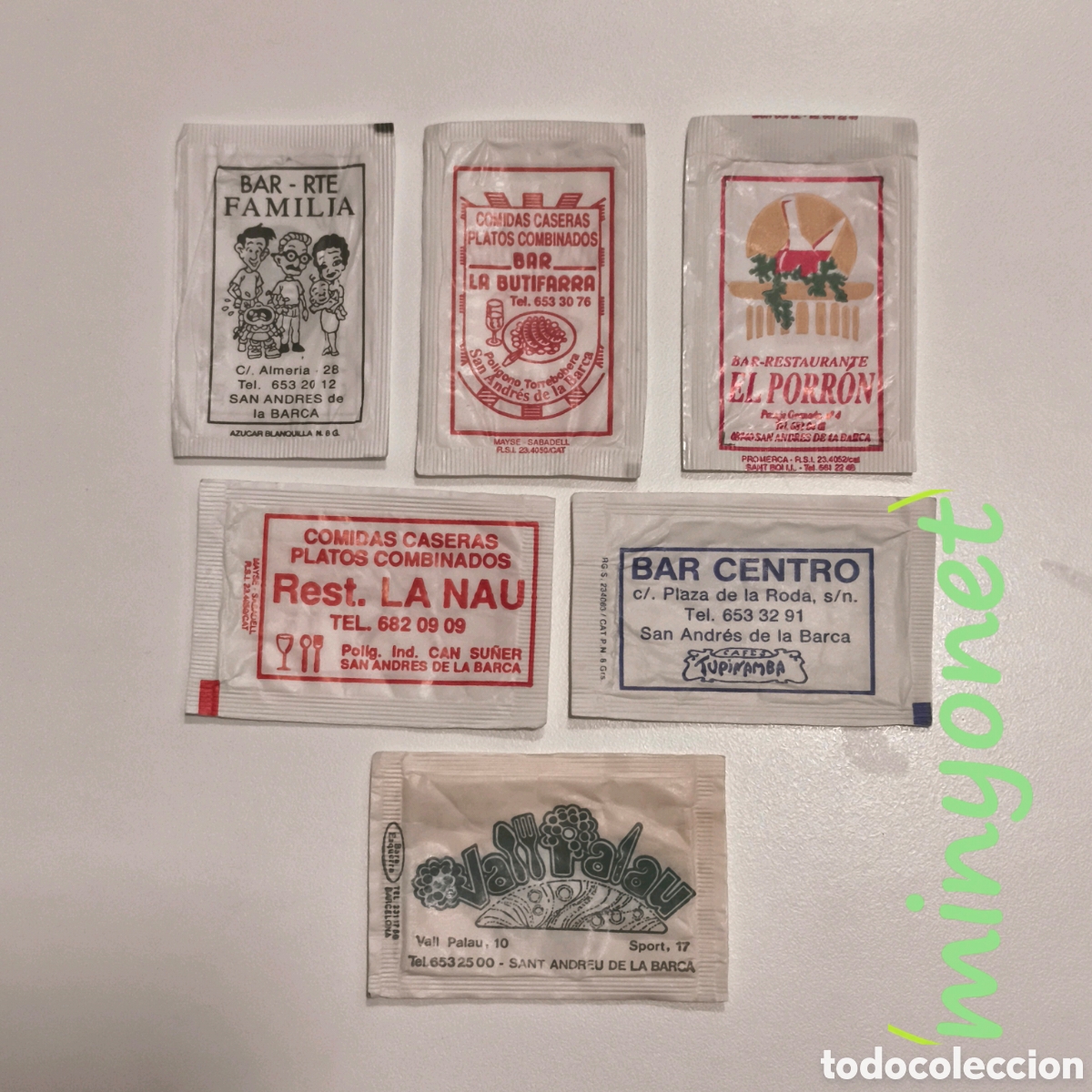 Sobres de az&uacute;car de colecci&oacute;n: 6 sobres az&uacute;car Sant Andreu de la Barca (Baix Llobregat) Barcelona