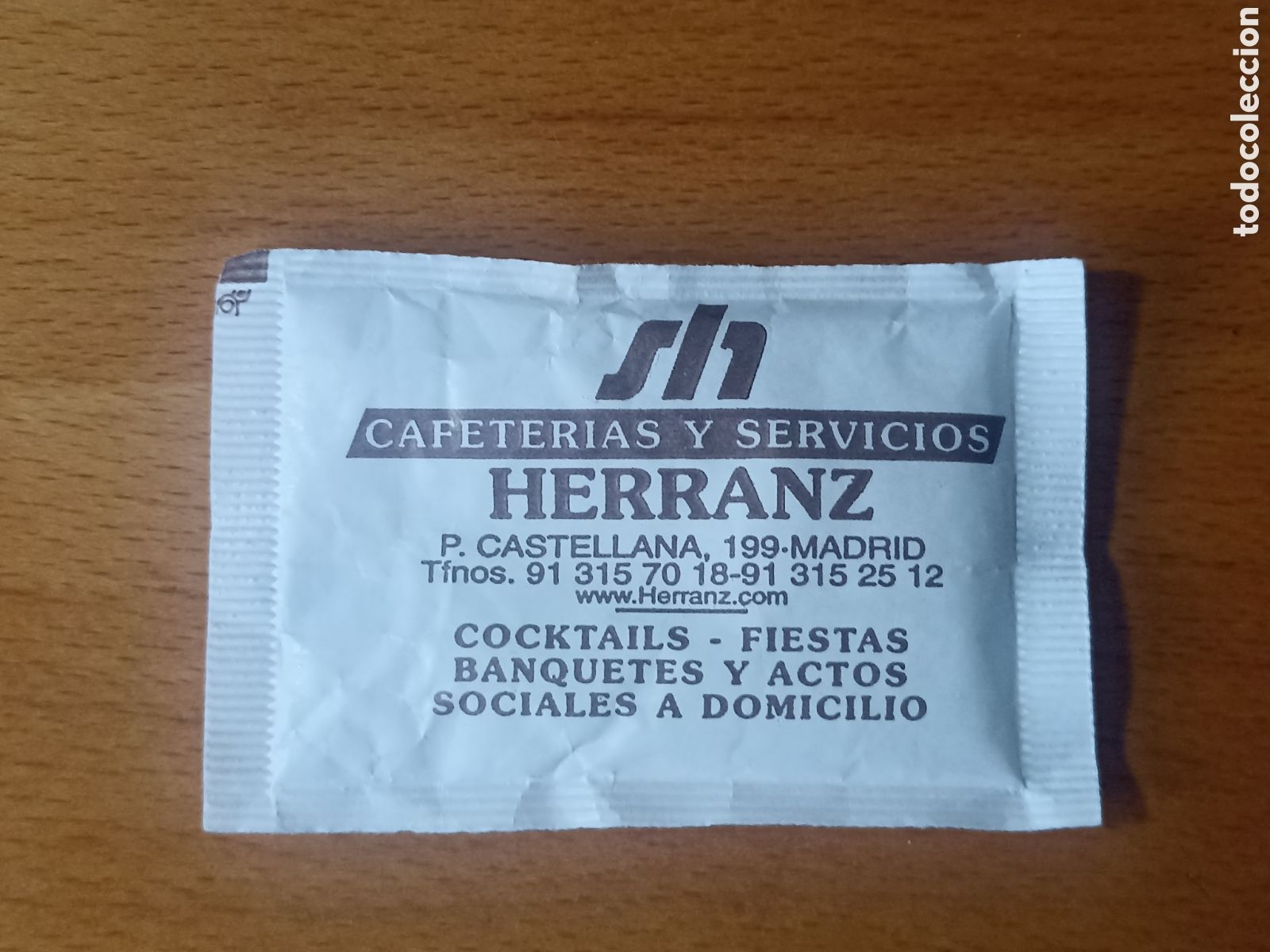 Sobres de az&uacute;car de colecci&oacute;n: 1 Azucarillo lleno - Cafeter&iacute;a y Servicios Herranz Madrid - Pedido m&iacute;nimo 3 &euro;
