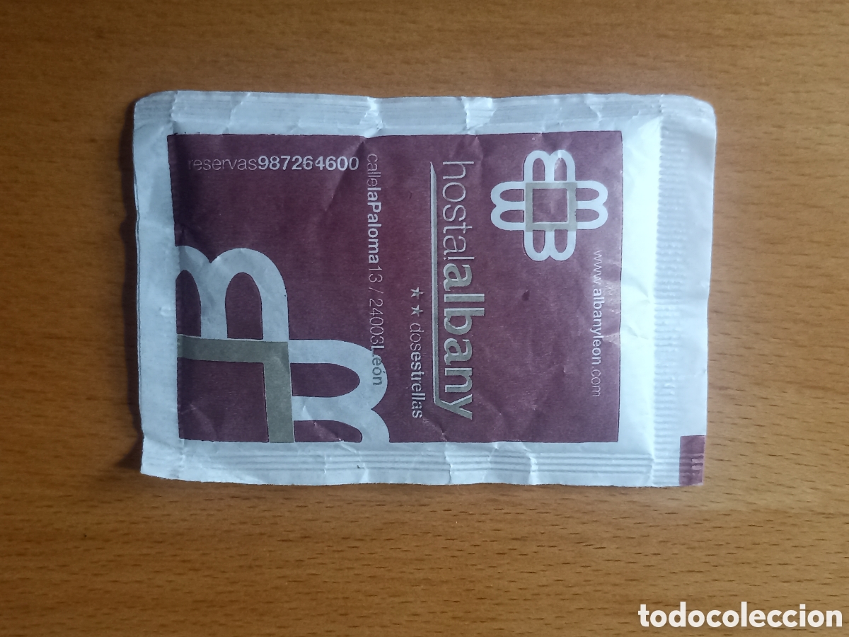 Sobres de az&uacute;car de colecci&oacute;n: 1 Azucarillo lleno - Helader&iacute;as Pasteler&iacute;as Hostal Albany Le&oacute;n - Pedido m&iacute;nimo 3&euro;