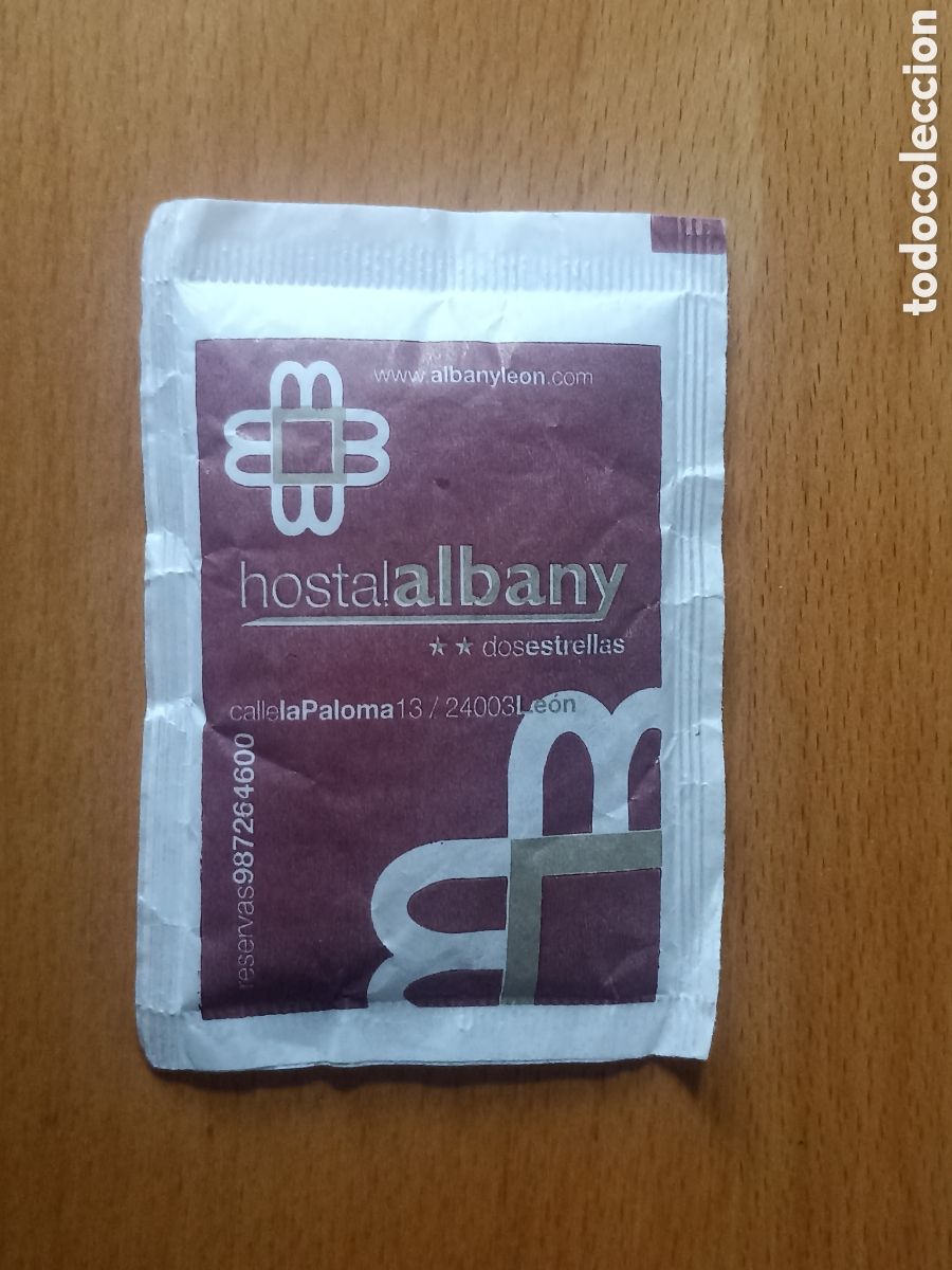 Sobres de az&uacute;car de colecci&oacute;n: 1 Azucarillo lleno - Helader&iacute;as Pasteler&iacute;as Hostal Albany Le&oacute;n - Pedido m&iacute;nimo 3&euro;