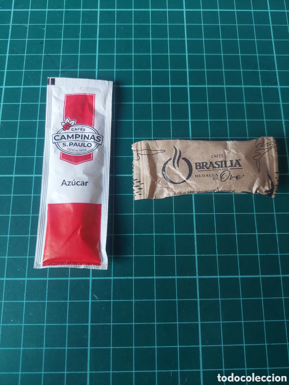 Sobres de az&uacute;car de colecci&oacute;n: AZ&Uacute;CARES LLENOS CAMPINAS S.PAULO VIGO, BRASILIA AZ&Uacute;CARES MORENO CAFES